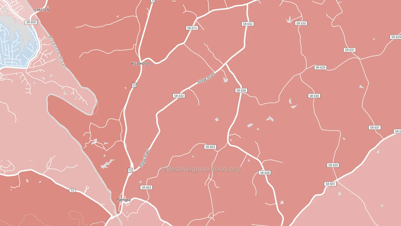 Wildwood, VA block-group political-lean map