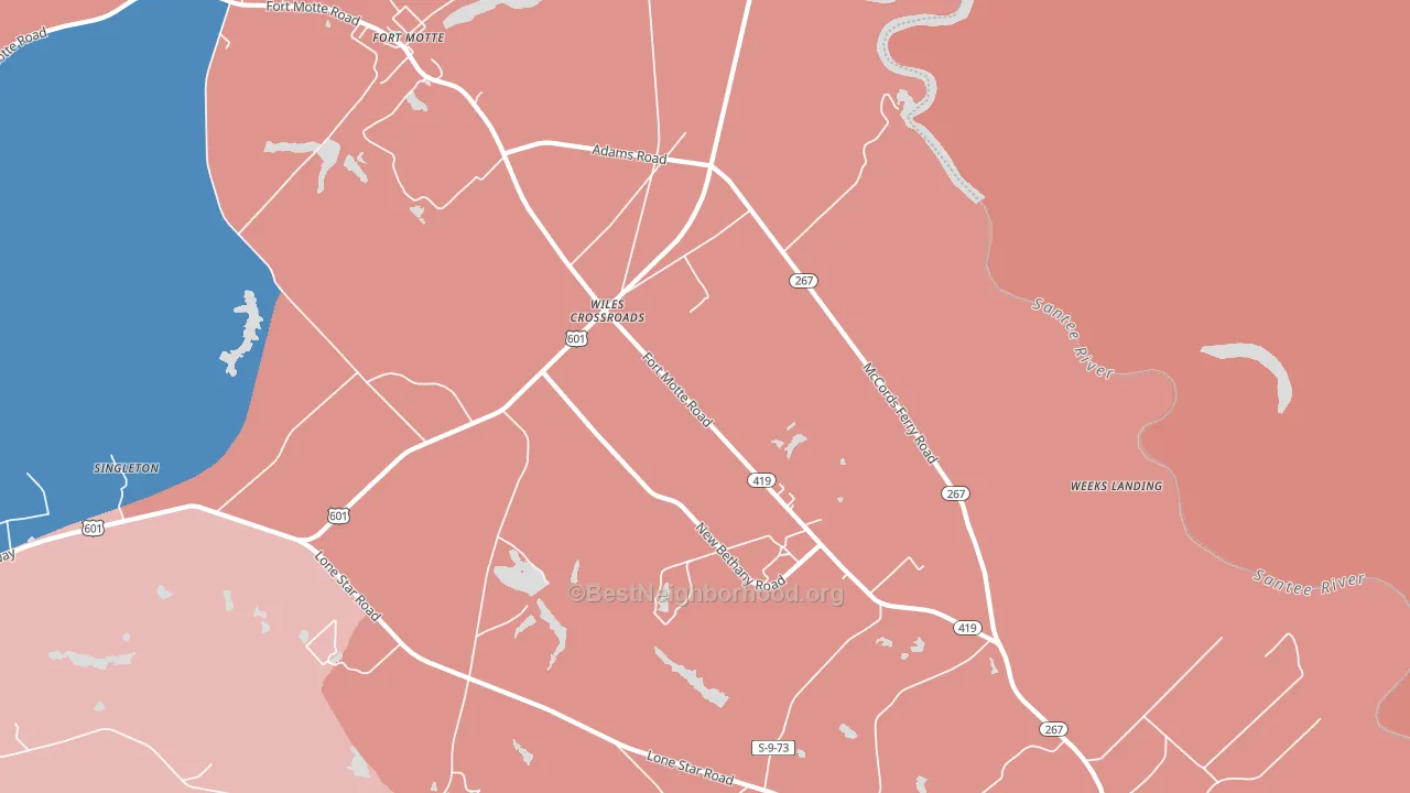 Wiles Crossroads, SC block-group political-lean map