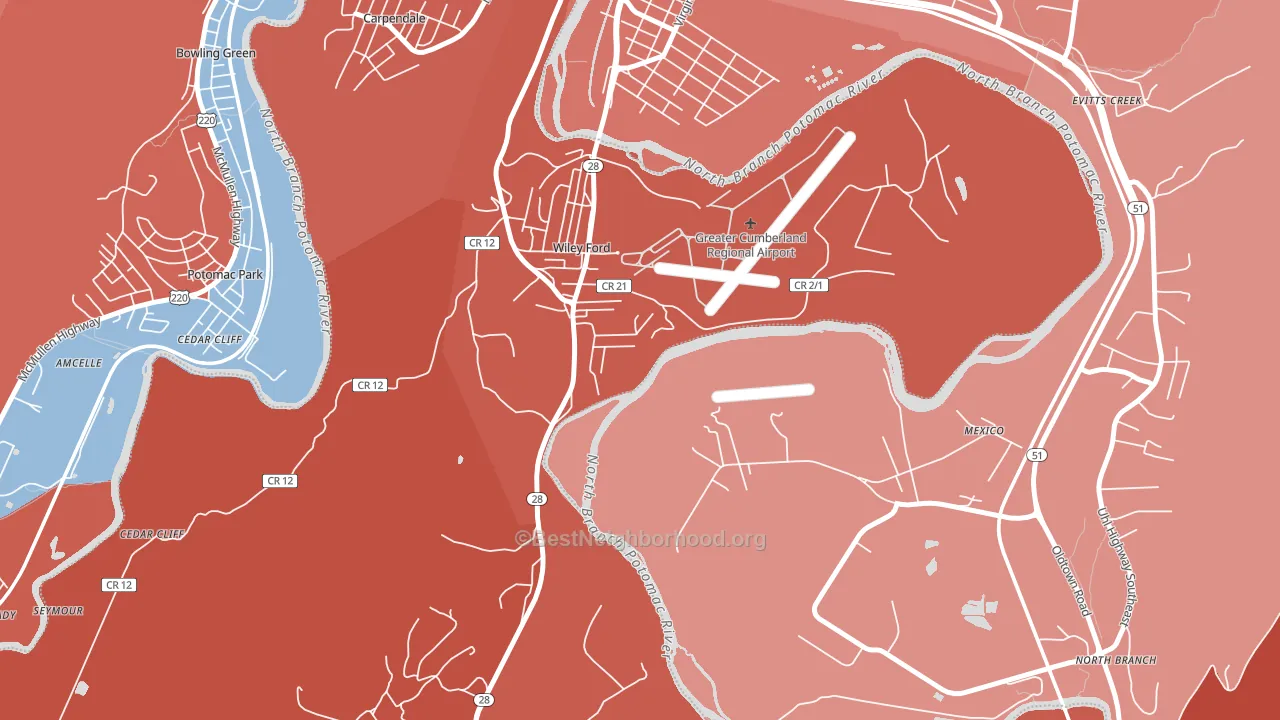 Wiley Ford, WV block-group political-lean map