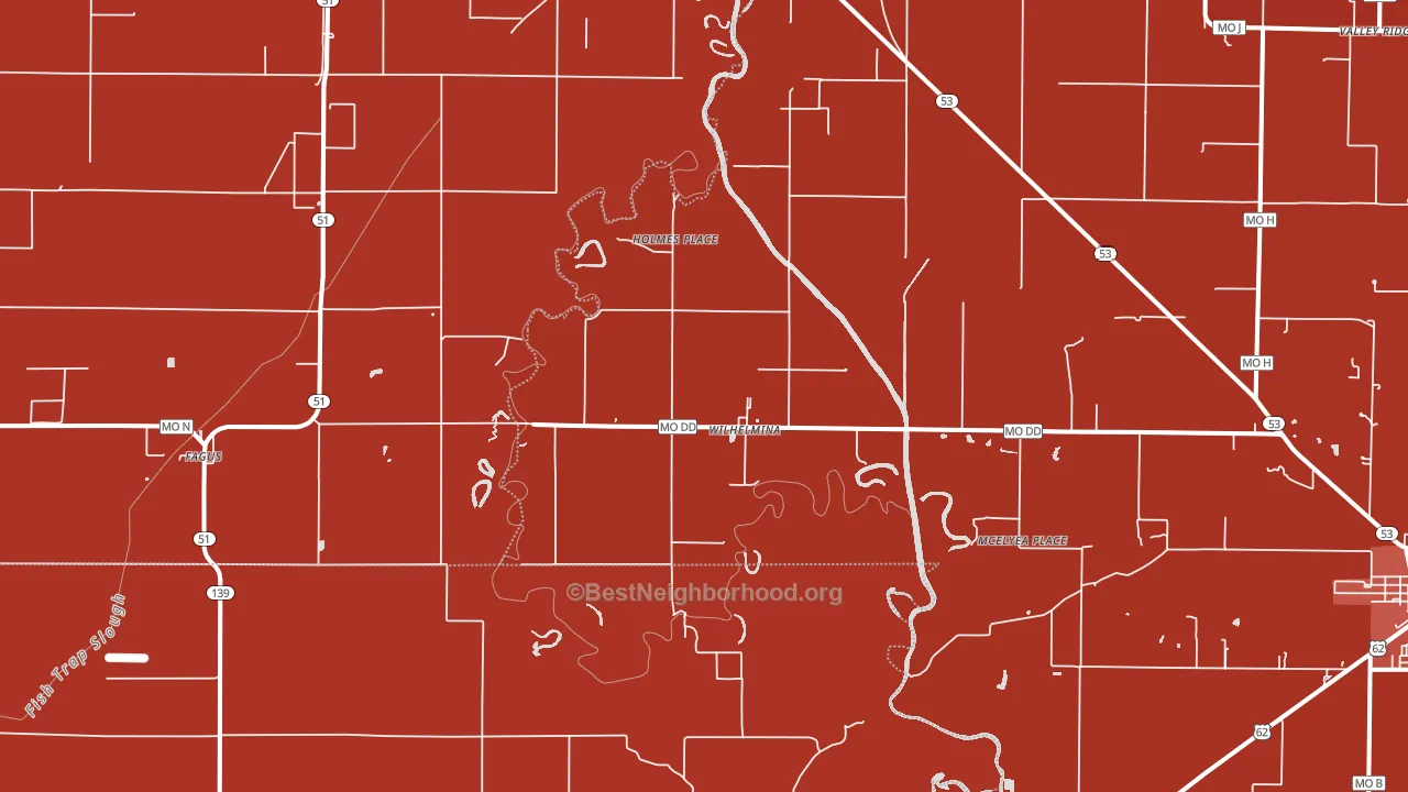Wilhelmina, MO block-group political-lean map