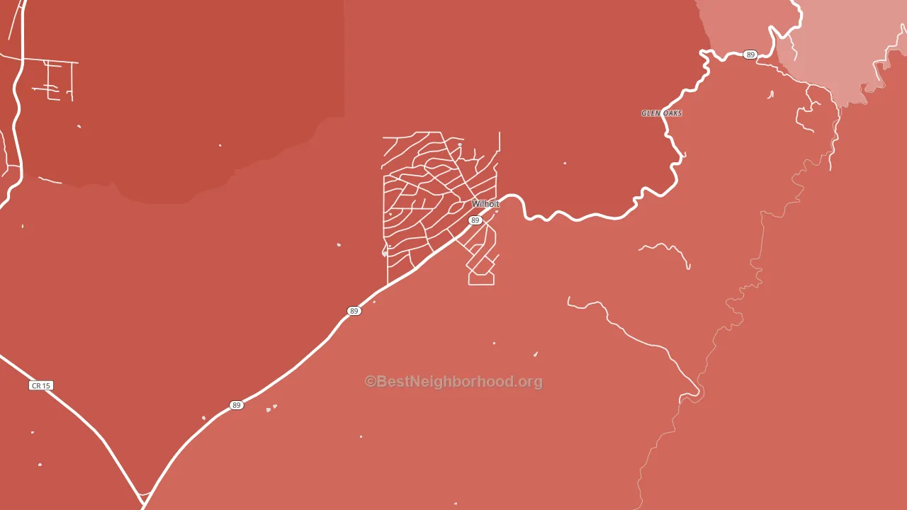 Wilhoit, AZ block-group political-lean map