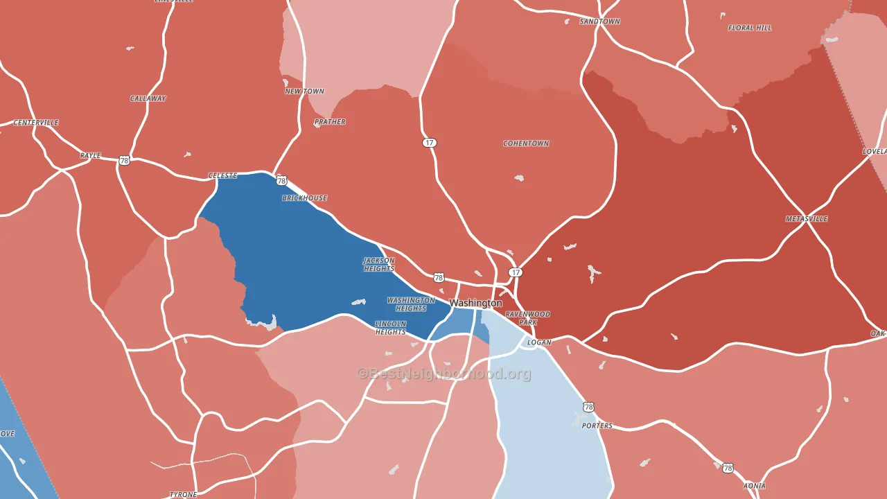 Wilkes County, GA block-group political-lean map