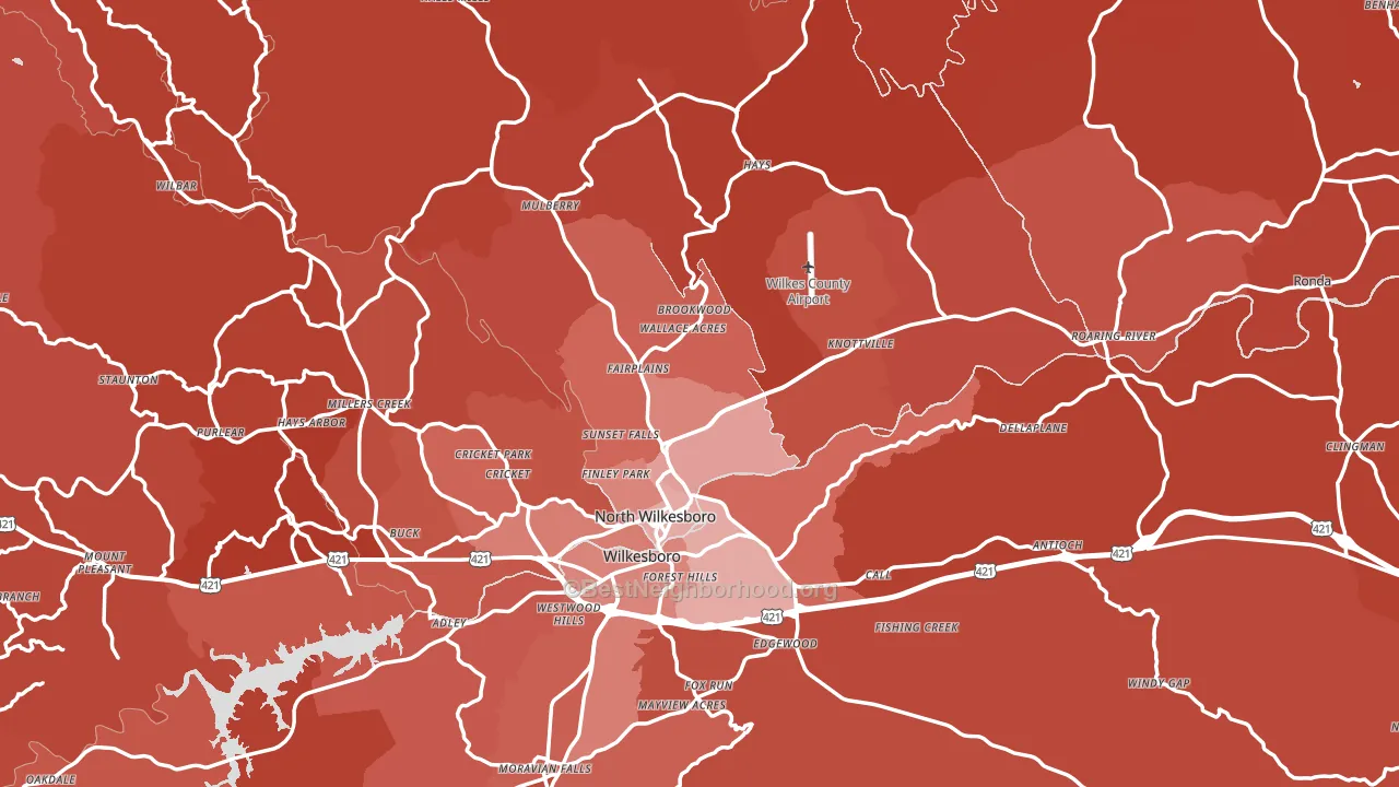 Wilkes County, NC block-group political-lean map