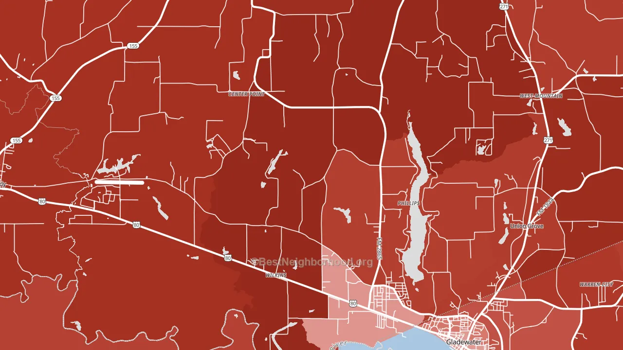 Wilkins, TX block-group political-lean map