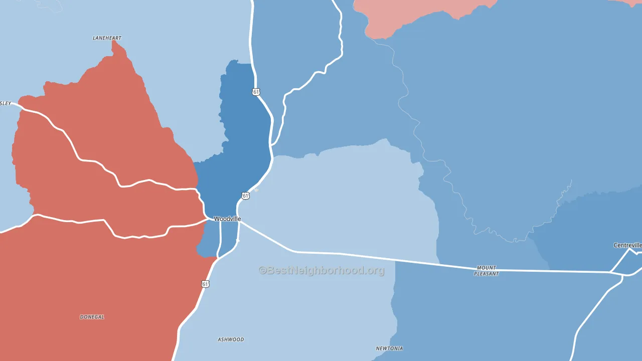 Wilkinson County, MS block-group political-lean map