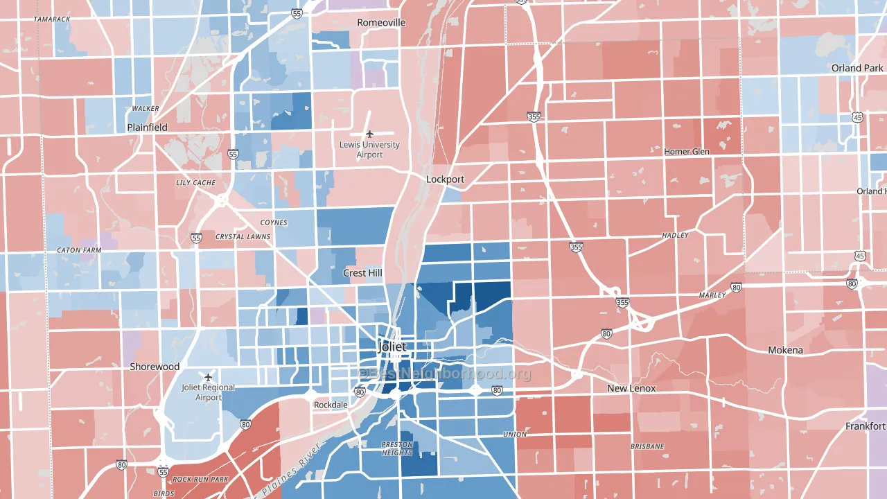 Will County, IL block-group political-lean map