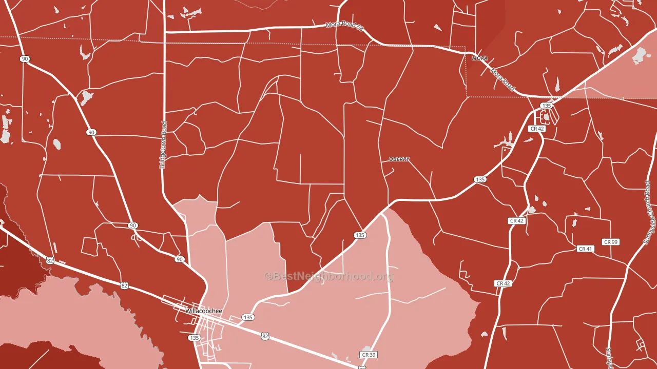 Willacoochee, GA block-group political-lean map