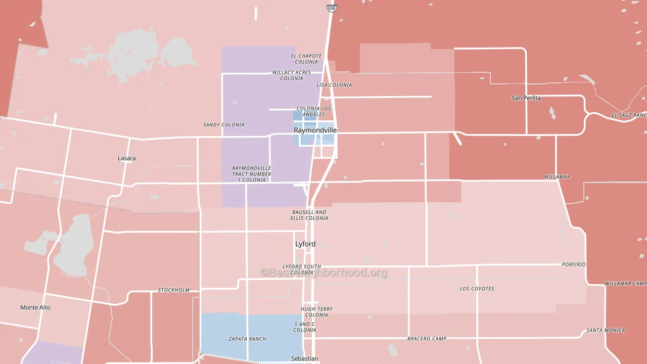 Willacy County, TX block-group political-lean map