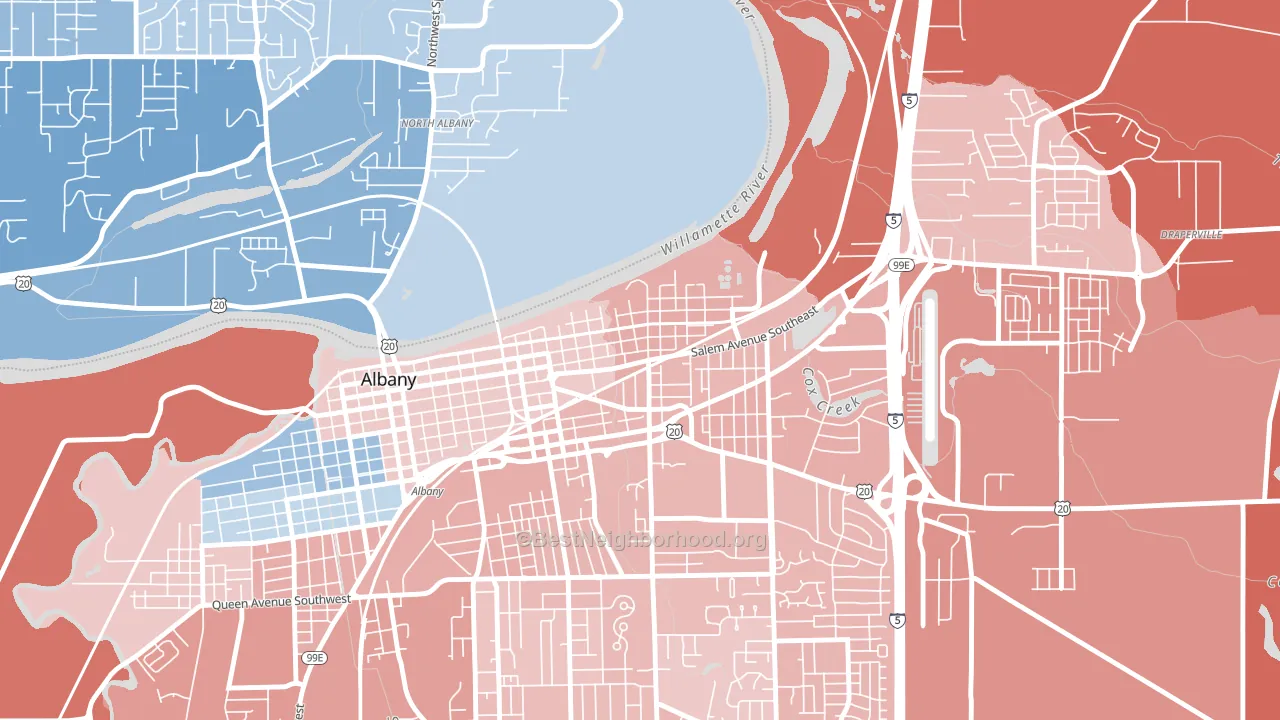 Willamette, Albany, OR block-group political-lean map