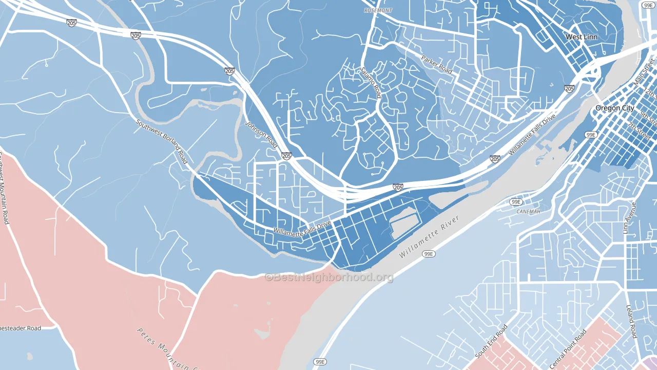 Willamette-West Linn, West Linn, OR block-group political-lean map