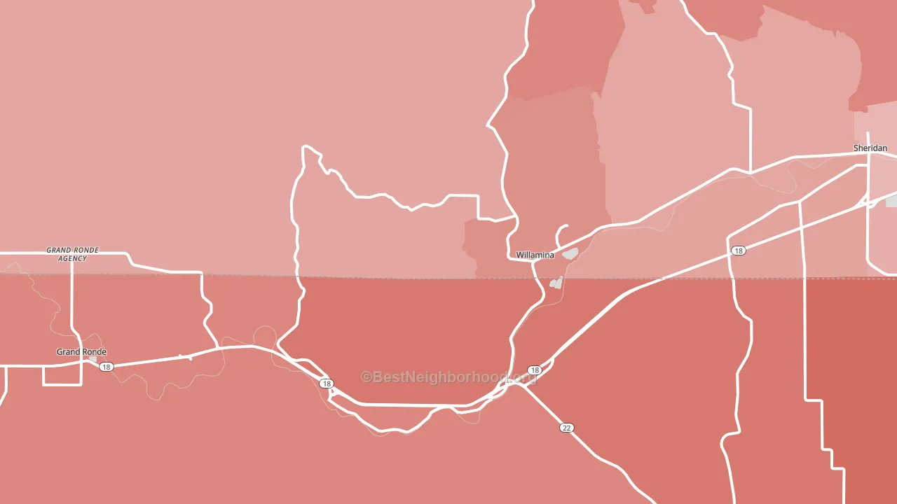 Willamina, OR block-group political-lean map