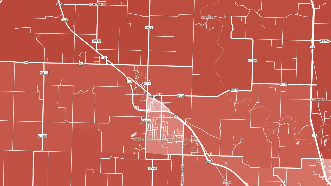 Willard, MO block-group political-lean map
