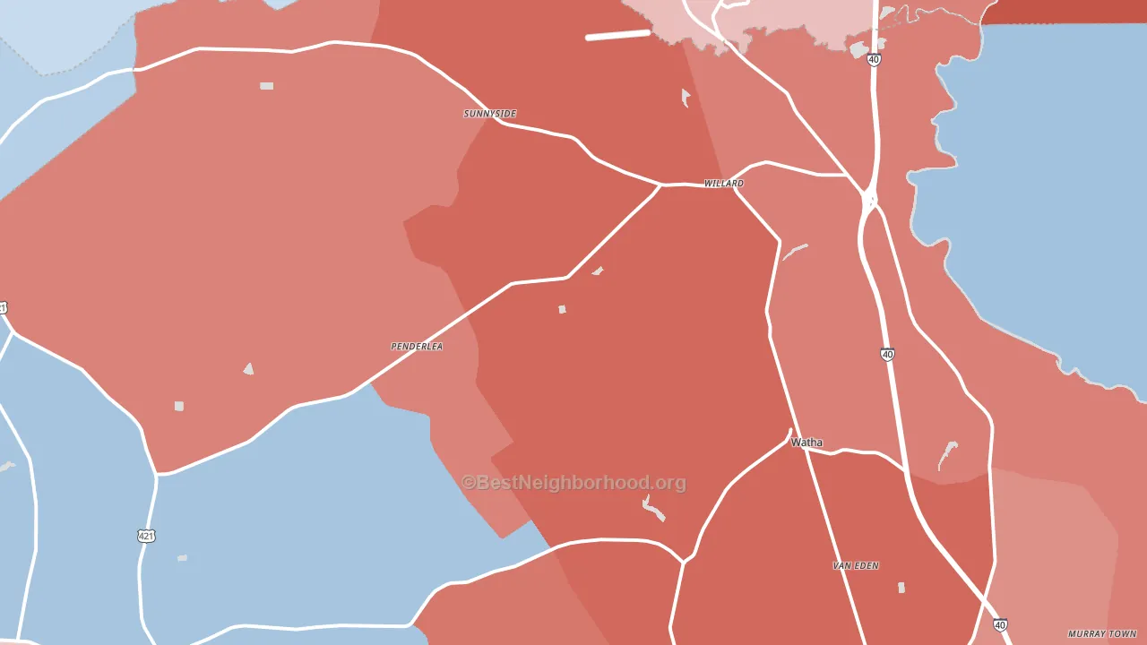 Willard, NC block-group political-lean map