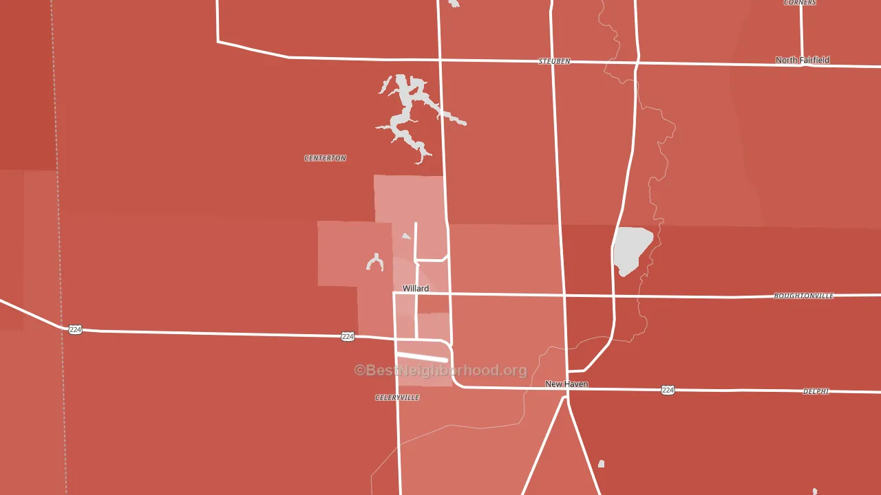 Willard, OH block-group political-lean map