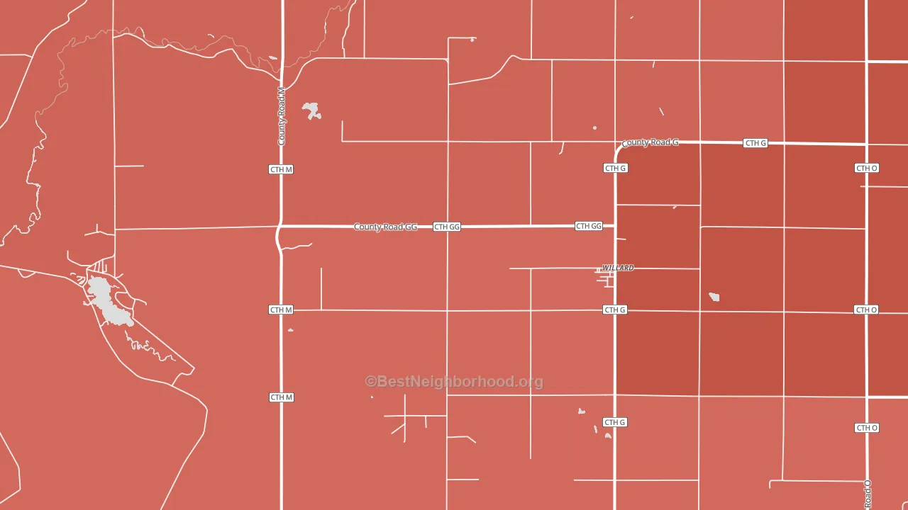 Willard, WI block-group political-lean map