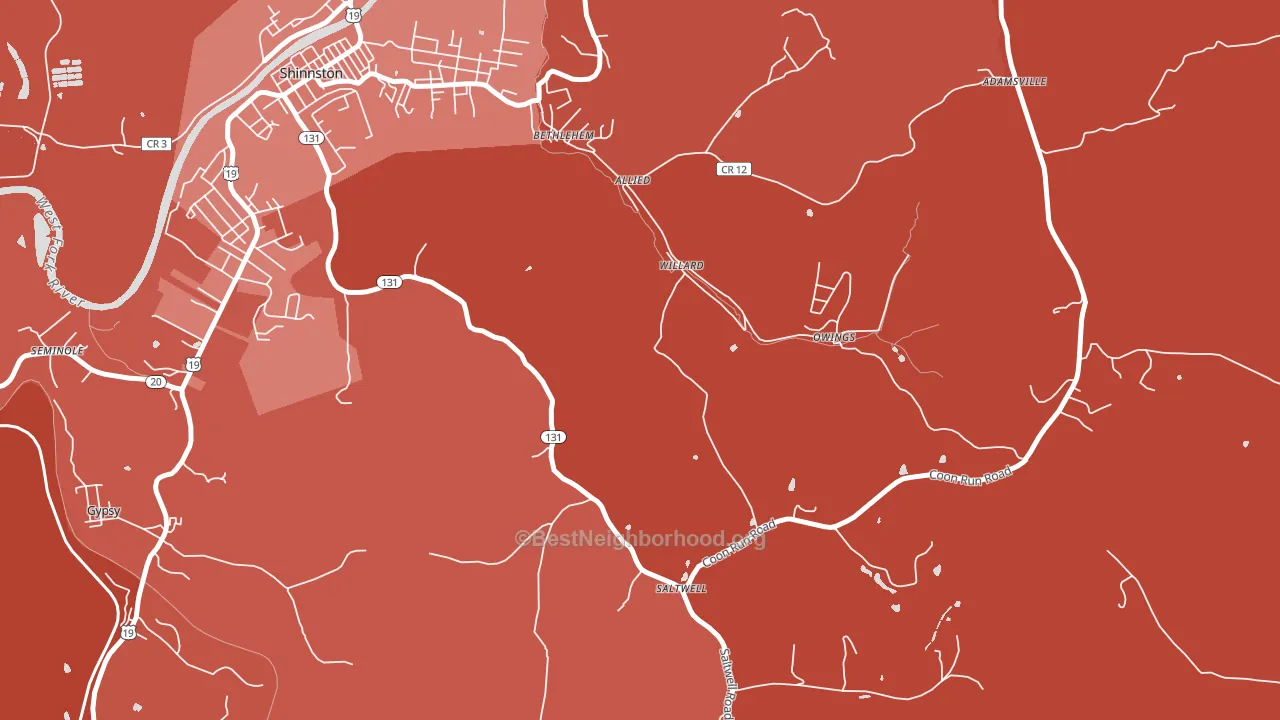 Willard, WV block-group political-lean map