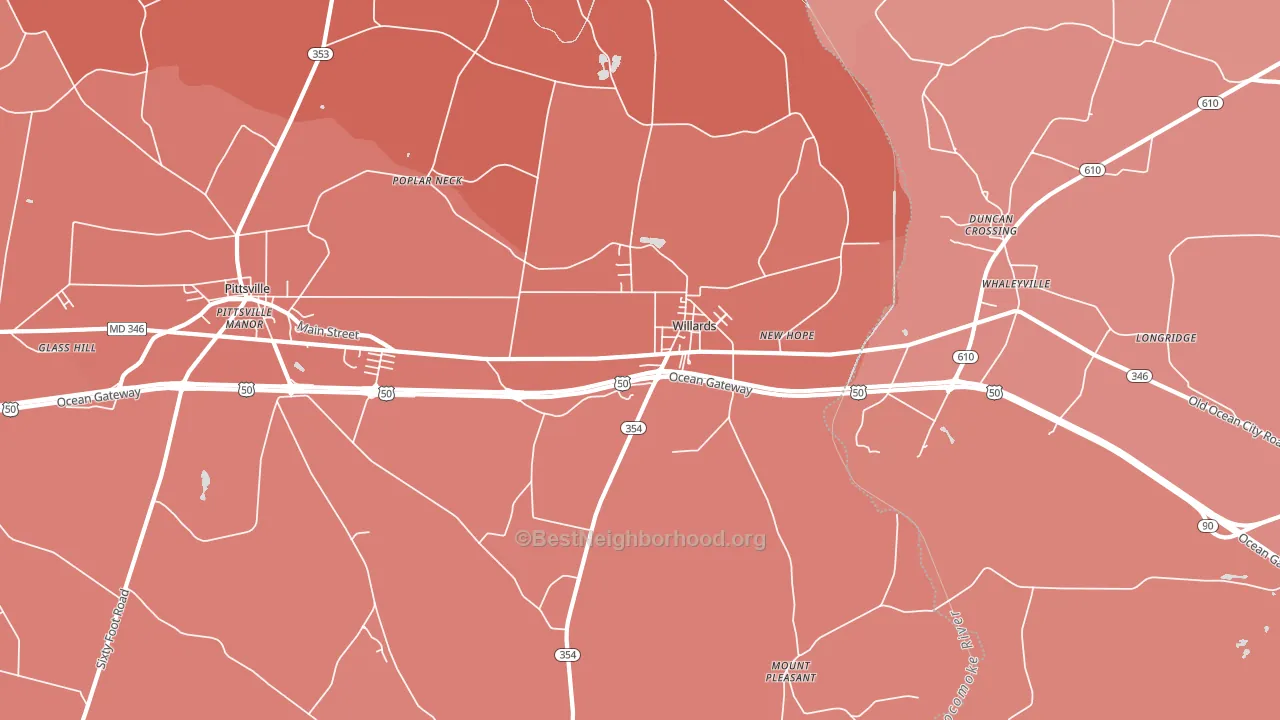 Willards, MD block-group political-lean map