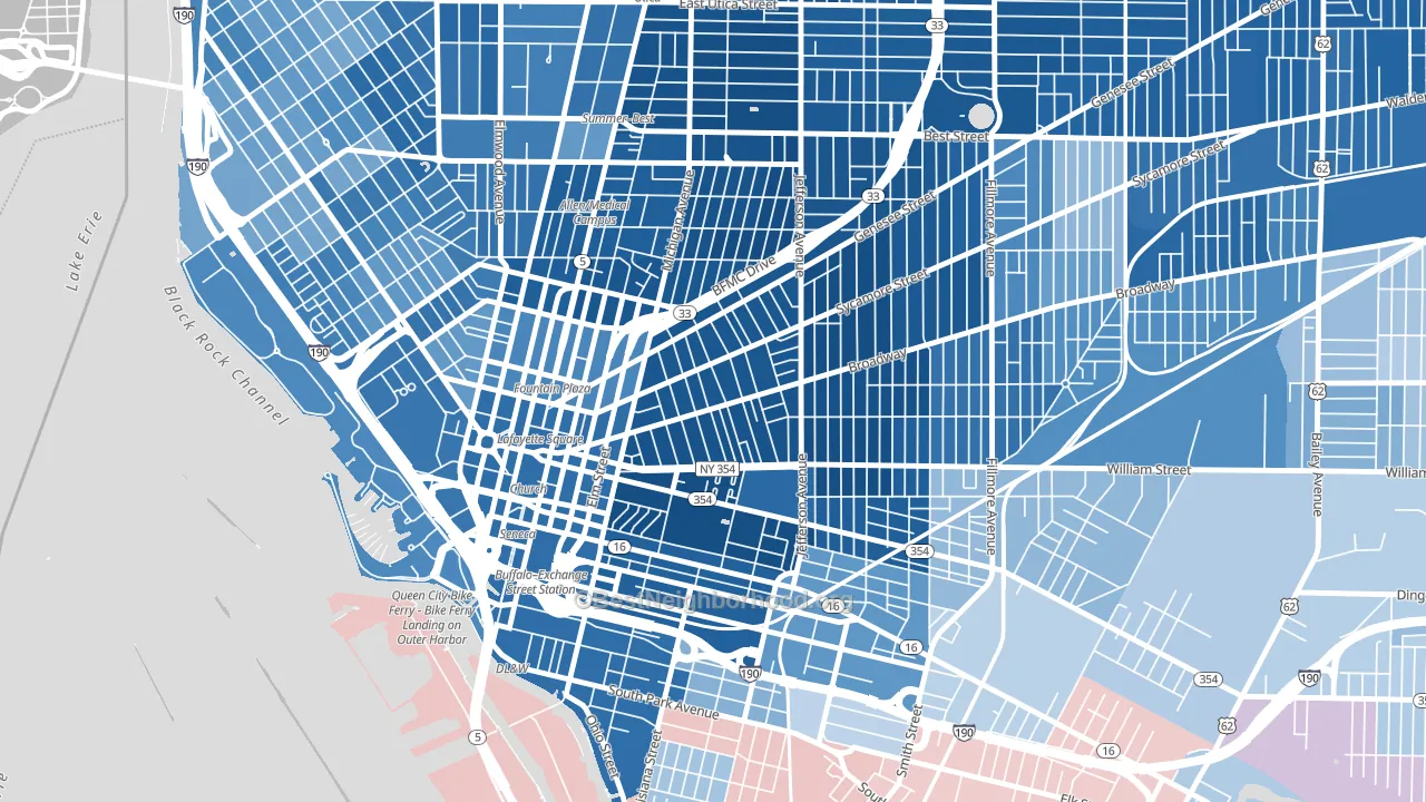 Willert Park, Buffalo, NY block-group political-lean map