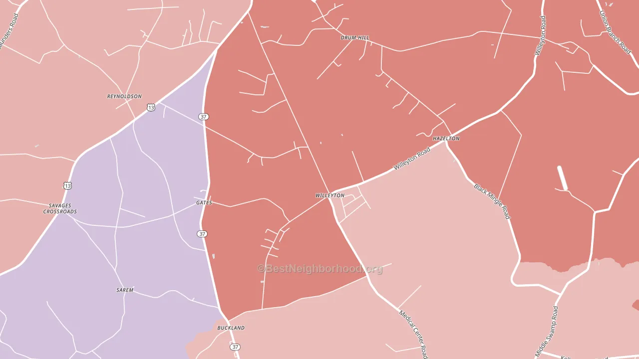 Willeyton, NC block-group political-lean map