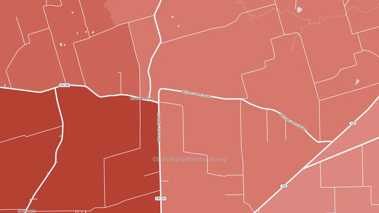 William Penn, TX block-group political-lean map