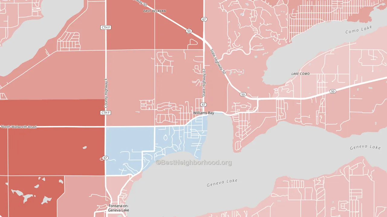 Williams Bay, WI block-group political-lean map