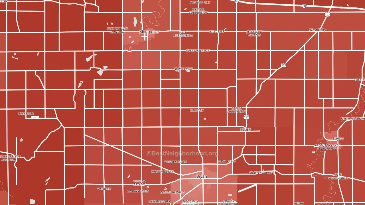 Williams County, OH block-group political-lean map