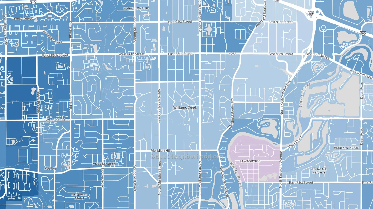 Williams Creek, IN block-group political-lean map
