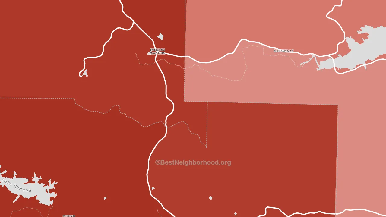 Williams Junction, AR block-group political-lean map