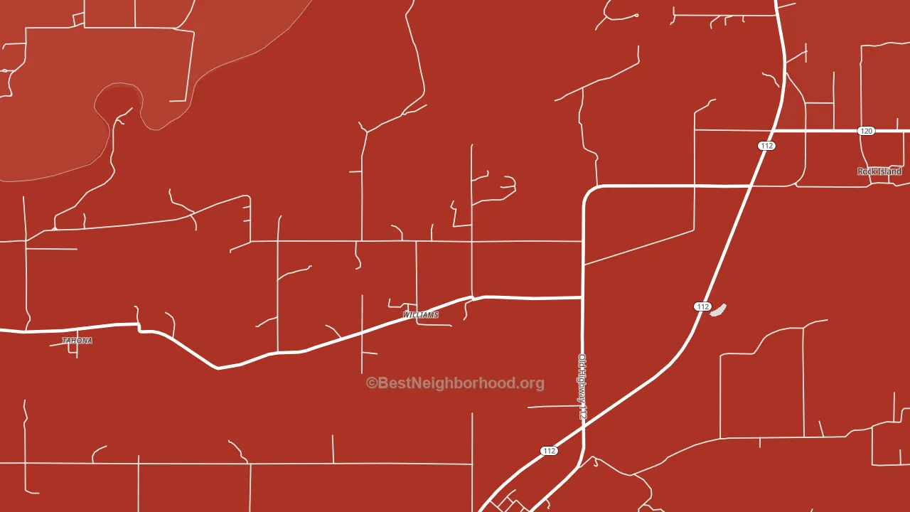 Williams, OK block-group political-lean map