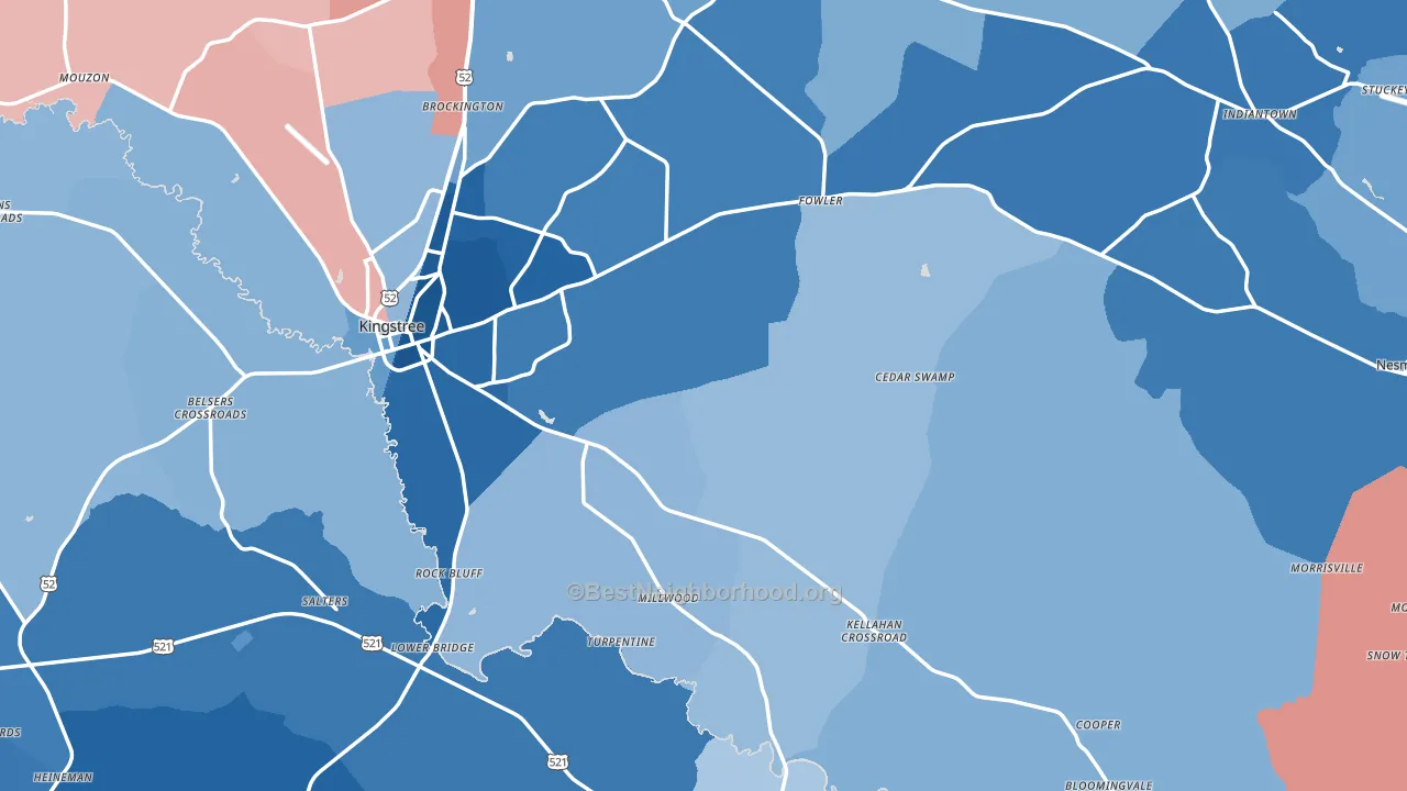 Williamsburg County, SC block-group political-lean map