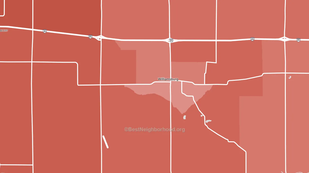 Williamsburg, IA block-group political-lean map