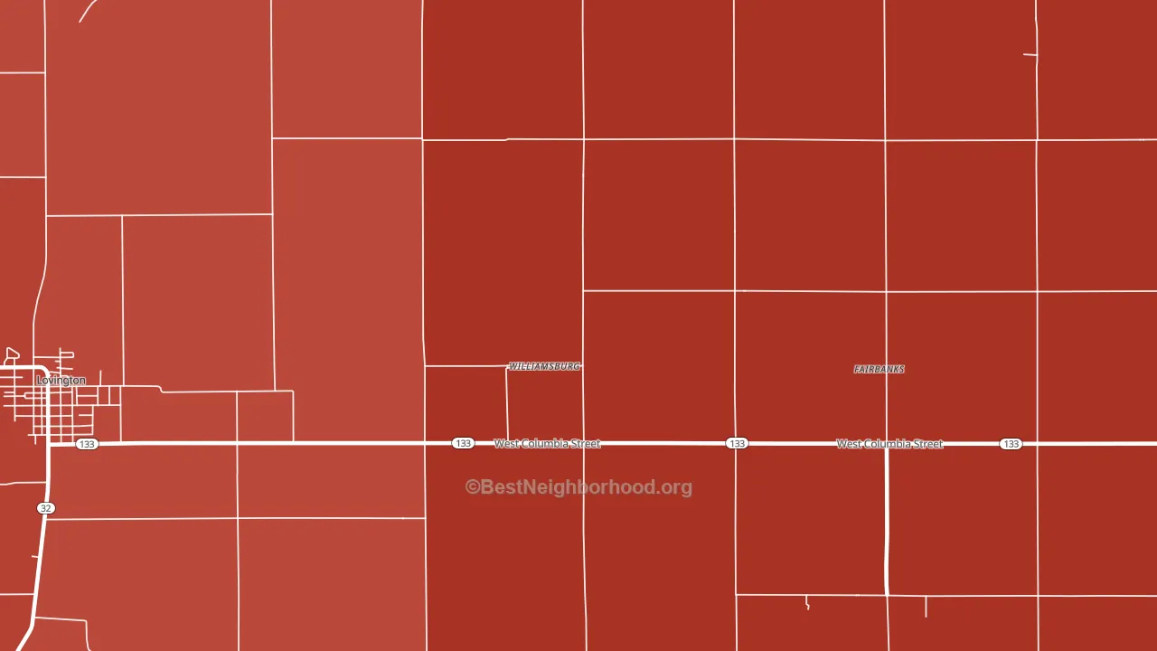 Williamsburg, IL block-group political-lean map