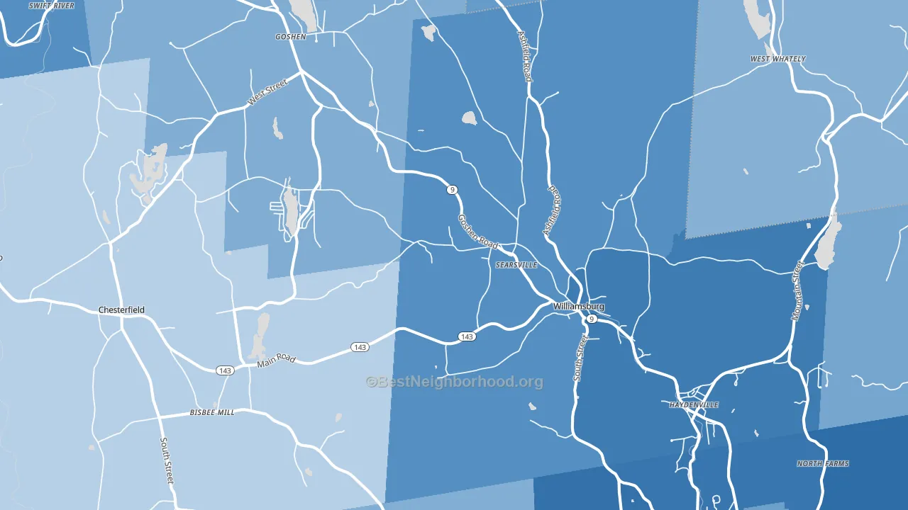 Williamsburg, MA block-group political-lean map