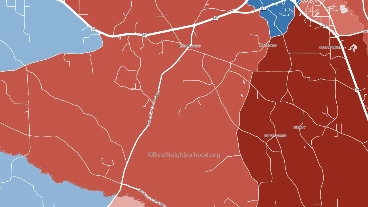 Williamsburg, MS block-group political-lean map