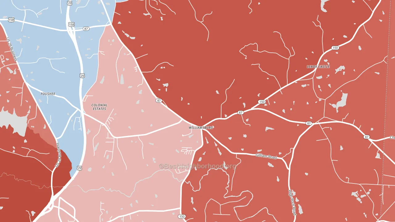 Williamsburg, NC block-group political-lean map