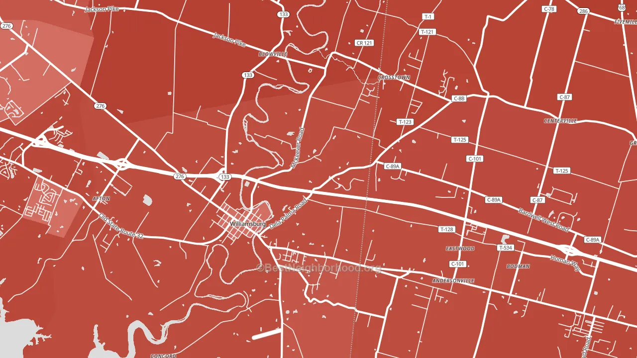Williamsburg, OH block-group political-lean map