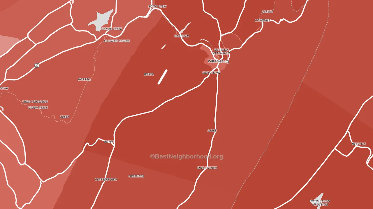 Williamsburg, PA block-group political-lean map