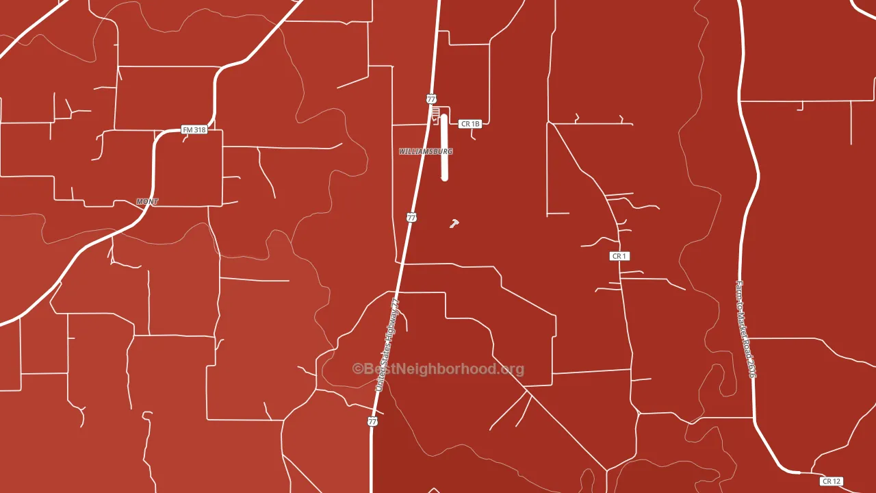Williamsburg, TX block-group political-lean map