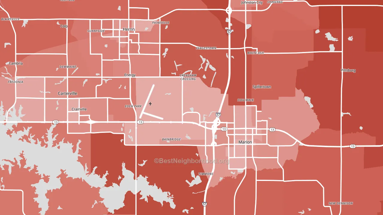 Williamson County, IL block-group political-lean map