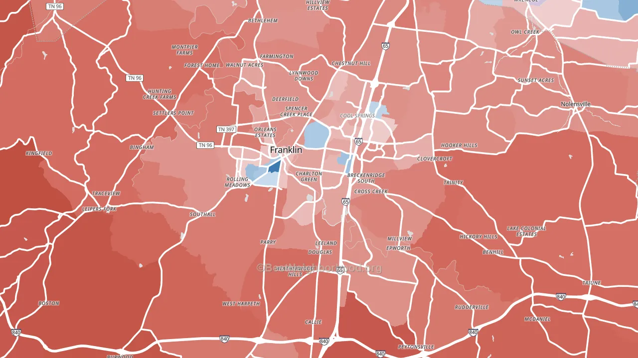 Williamson County, TN block-group political-lean map