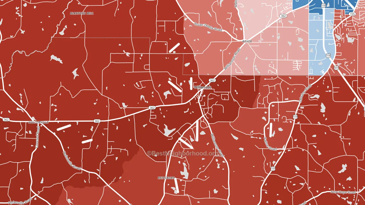 Williamson, GA block-group political-lean map