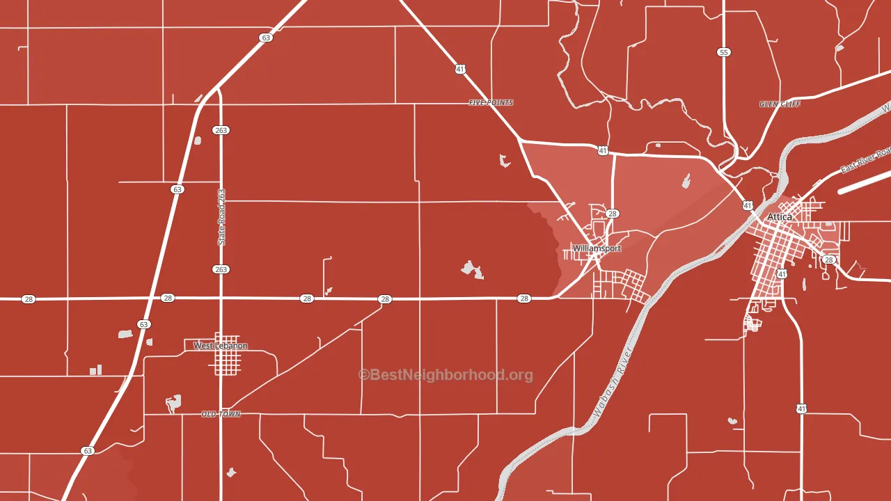 Williamsport, IN block-group political-lean map