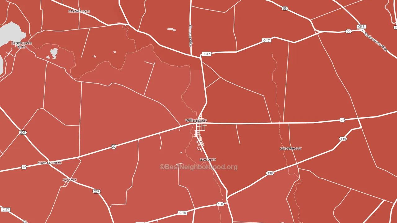 Williamsport, OH block-group political-lean map