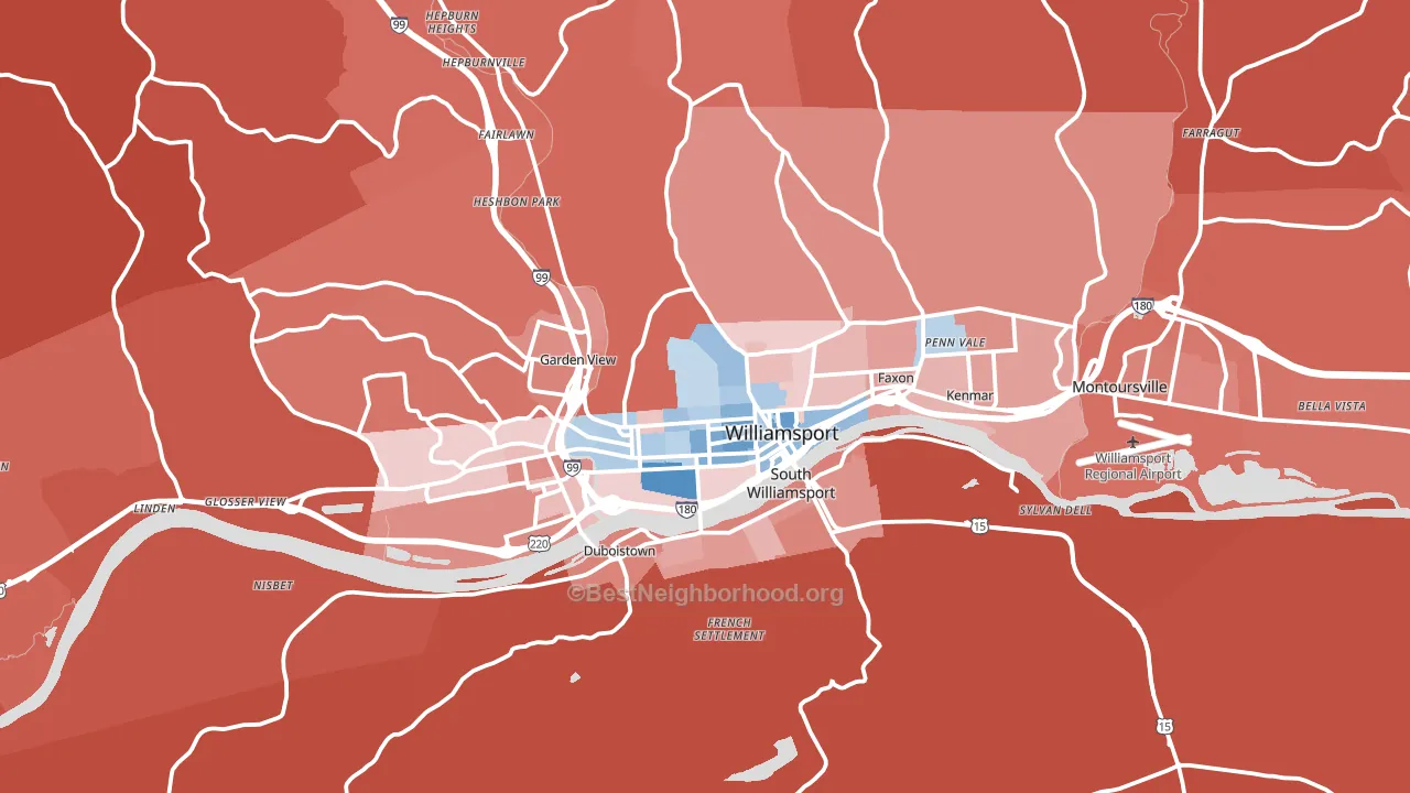 Williamsport, PA block-group political-lean map