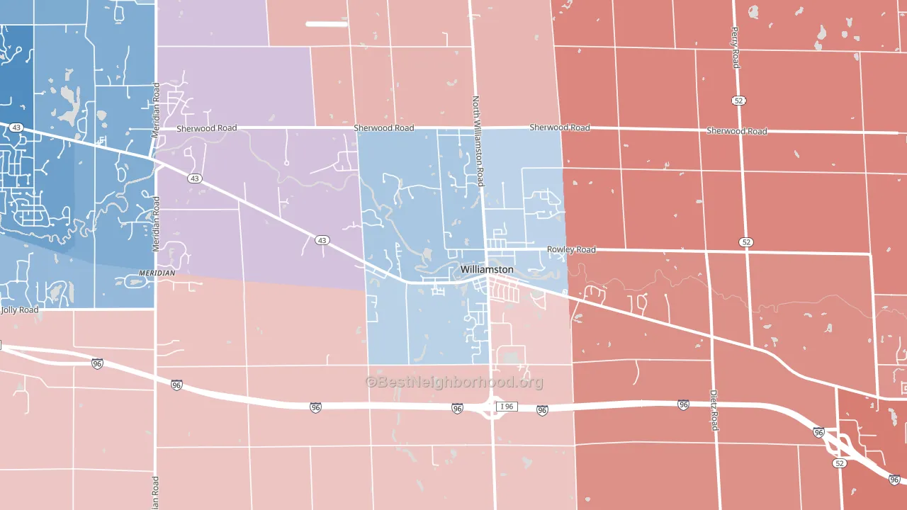 Williamston, MI block-group political-lean map