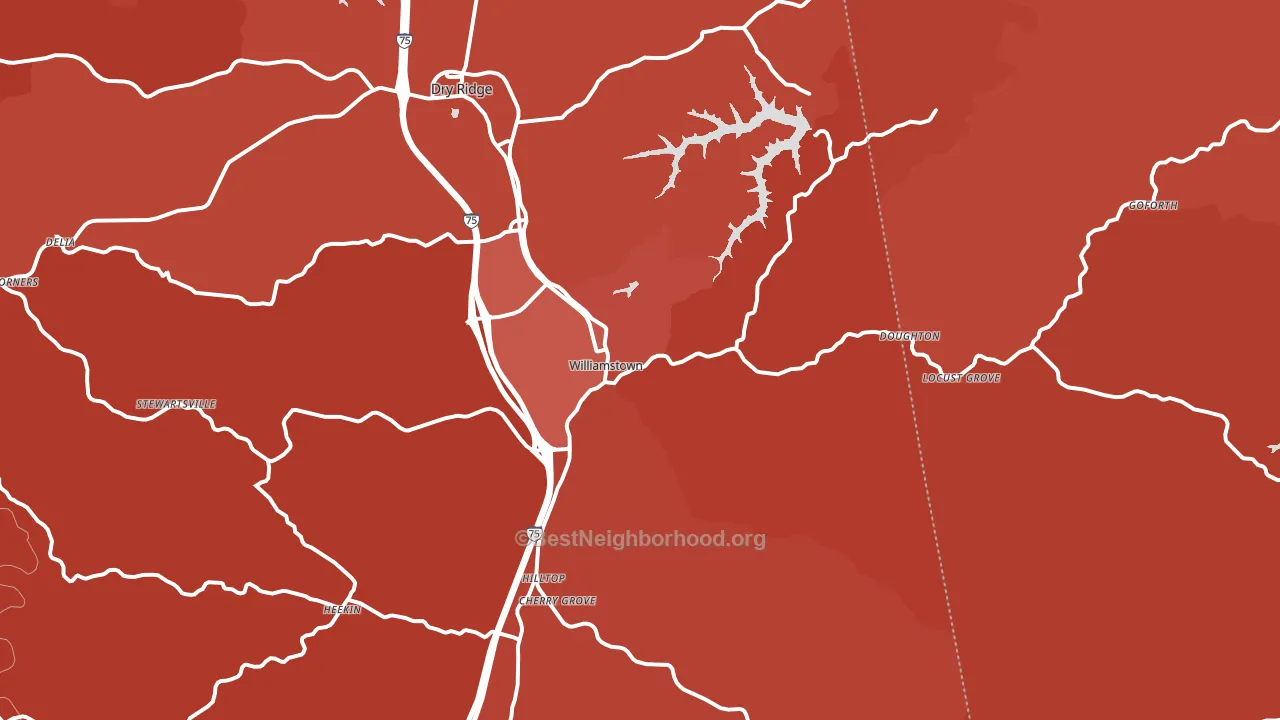 Williamstown, KY block-group political-lean map