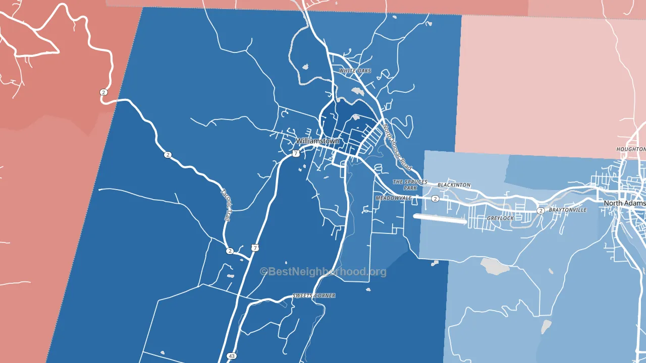 Williamstown, MA block-group political-lean map