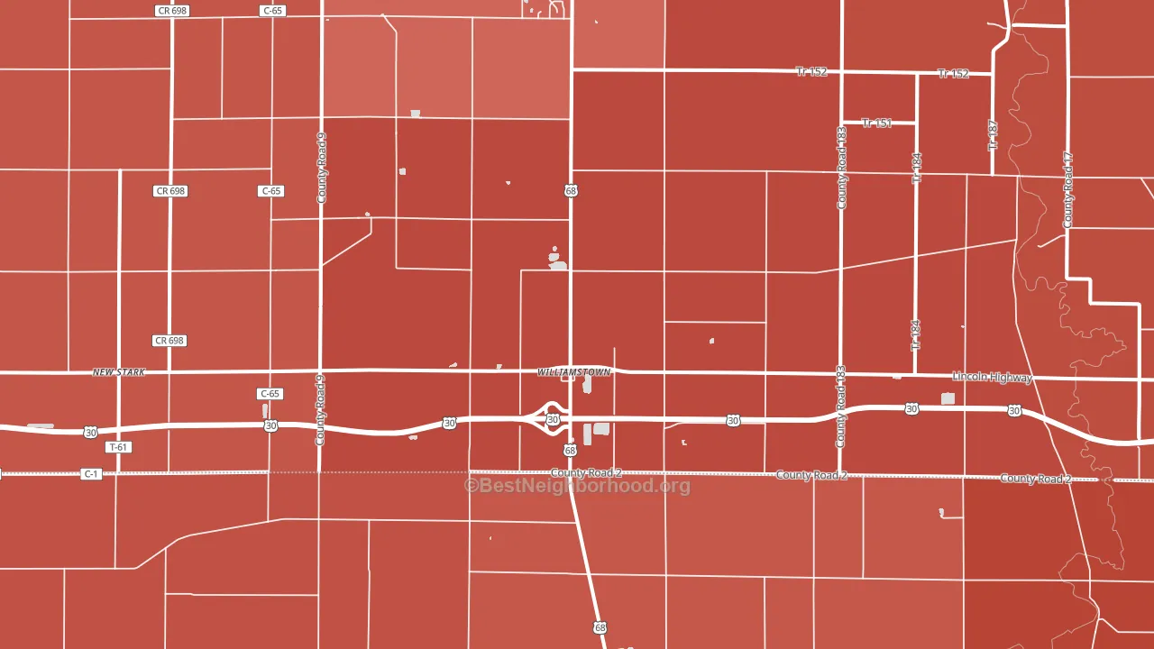 Williamstown, OH block-group political-lean map
