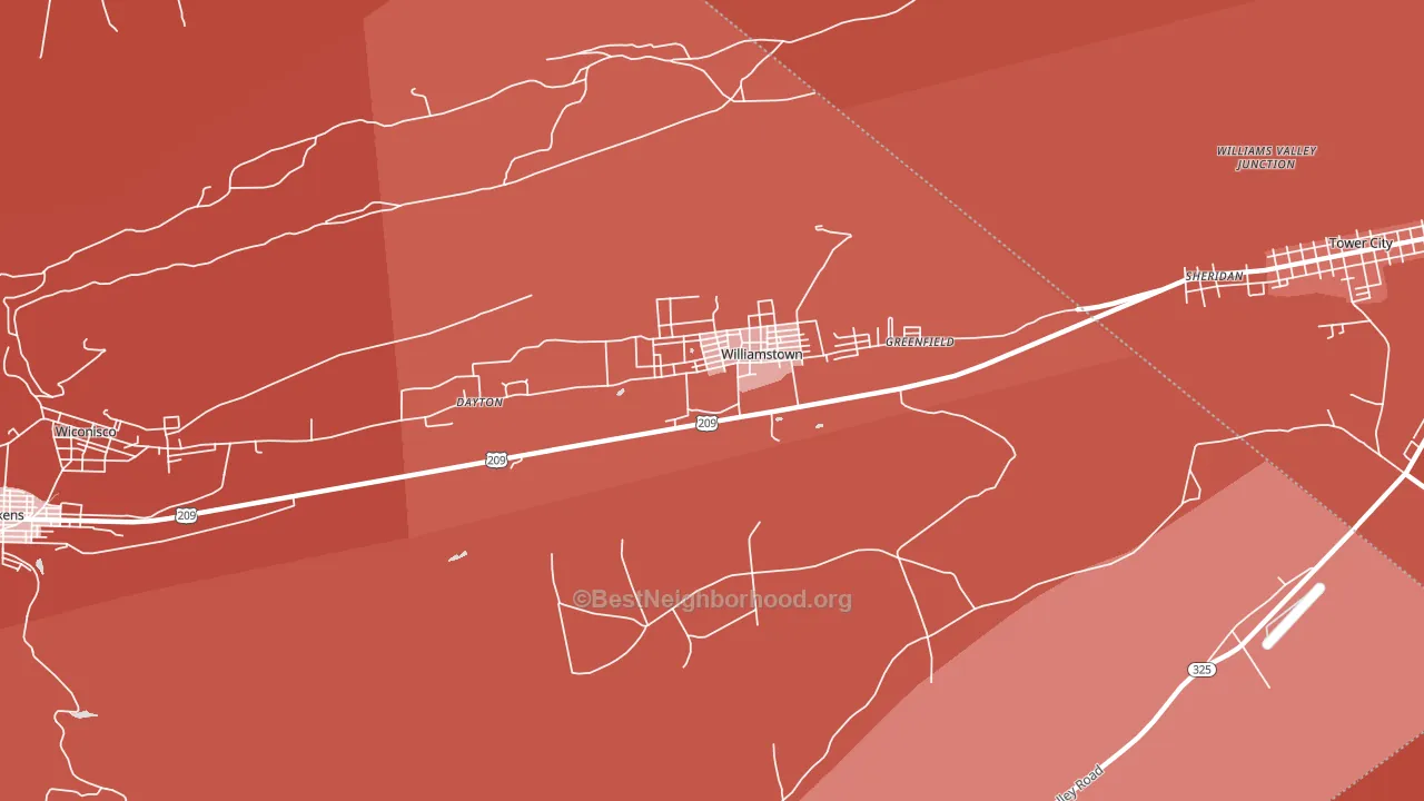 Williamstown, PA block-group political-lean map