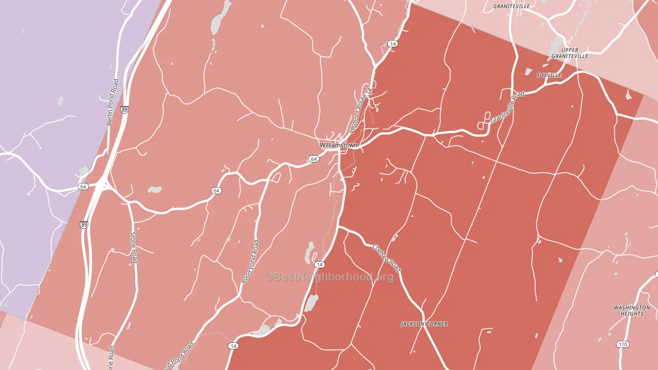 Williamstown, VT block-group political-lean map
